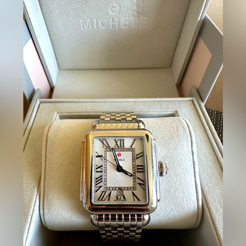 Michele Deco Madison diamond dial bracelet watch, 33mm